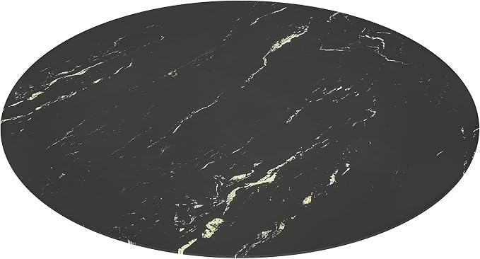 32" Round Tempered Glass Table Top, Marble Glass Surface Protector Heat & Scratch Resistant Multipurpose for Dining, Coffee, Restaurant, Office and End Table (Black Marble Pattern, 32 Inch)