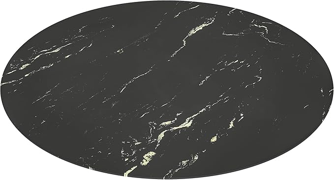 36" Round Tempered Glass Table Top, Marble Glass Surface Protector Heat & Scratch Resistant Multipurpose for Dining, Coffee, Restaurant, Office and End Table (Black Marble Pattern, 36 Inch)