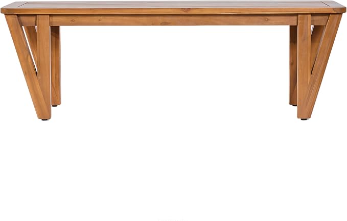 Christopher Knight Home para Acacia Wood Patio Dining Set with Bench, Solid Wood Outdoor Dining Table Set for 6, Outdoor Dining Set with Water-Resistant Cushion, Teak+Beige