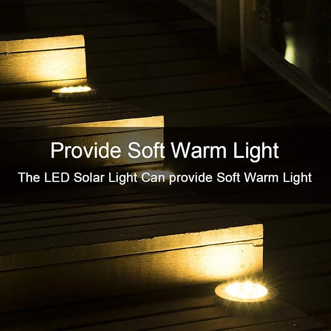 ZGWJ 8 Pack Solar Ground Lights,8 LED Solar Garden Lights Outdoor Waterproof Landscape Lighting for Yard Walkway Patio Lawn Driveway Decoration Warm White