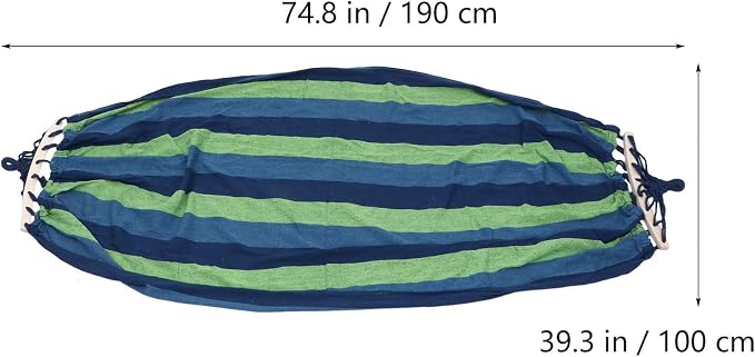 OSALADI Outdoor Canvas Hammock Swing for Camping and Travel, Portable Single-Person Widened Hanging Hammock 190x100cm with Blue Stripes, Suitable for Garden and Outdoor Relaxation
