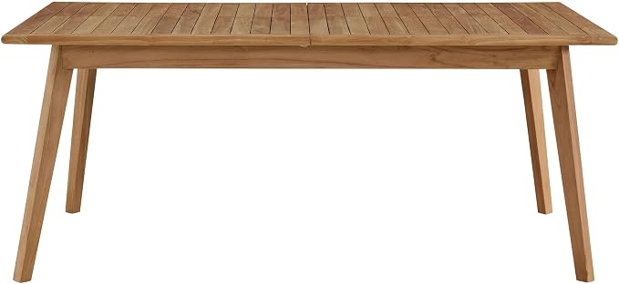 Modway Vienna Outdoor Patio Teak Wood Extendable Dining Table in Natural