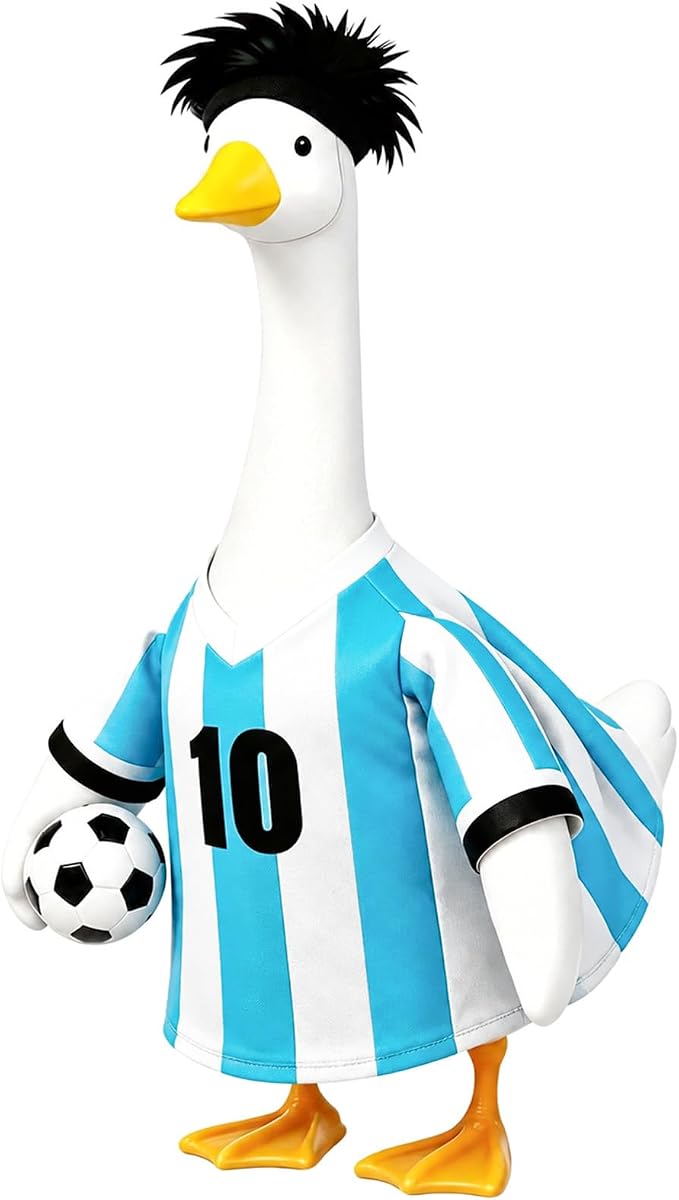 2026 World Soccer Goose Outfit for 23 Inch Porch Statue – Handmade Goose Jersey Costume with Soccer Ball for American Fans, Soccer Party, Sport Season Decor – Outdoor Patio Yard Lawn Art