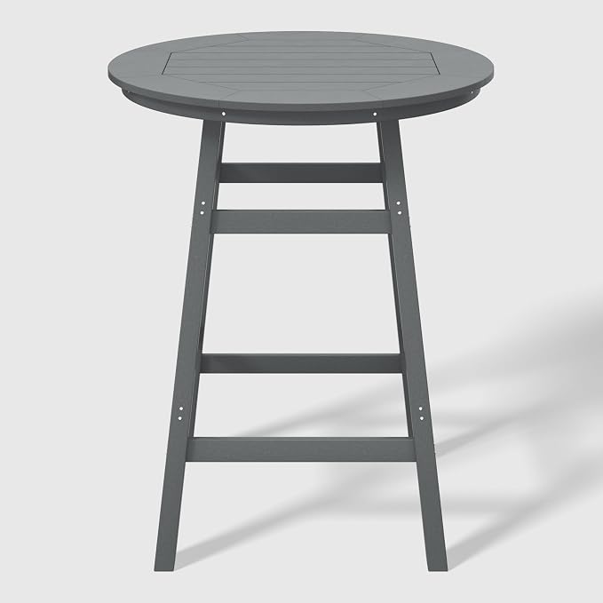 WestinTrends Malibu Outdoor 35" HDPE Round Patio Bar Height Table, Gray