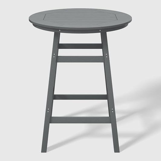 WestinTrends Malibu Outdoor 35" HDPE Round Patio Bar Height Table, Gray