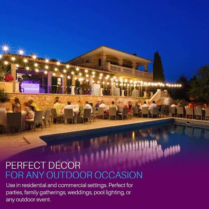 Svater Outdoor String Lights Waterproof 100 FT for Outside Patio 52 Bulbs
