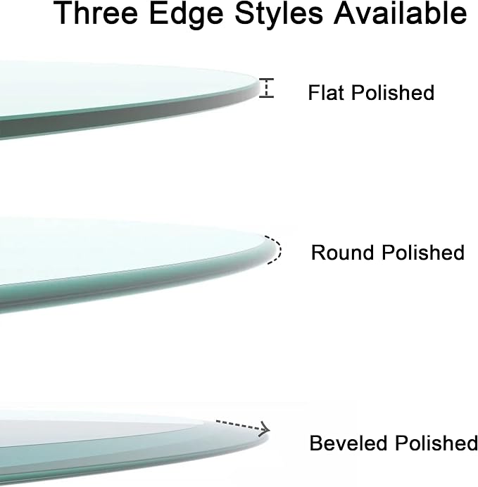 24 Inch Round Transparent Tempered Glass Table Top, Clear Table Surface Protector, Safe 1/4" Thick-Flat Polished Edge, Replacement Glass Top for Home, Office, Patio, Outdoor/Indoor