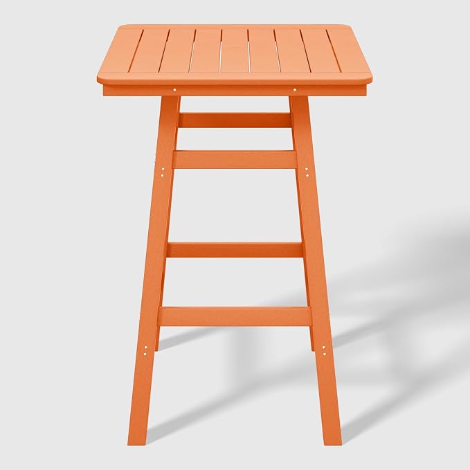 WestinTrends Malibu Square Outdoor Patio Bistro Bar Table with Umbrella Hole 42" Tall, Orange