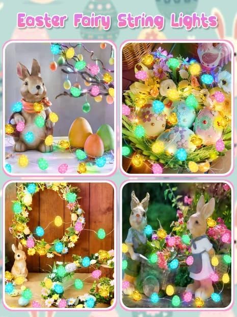 Easter Fairy Lights Battery Operated, 10FT 30 LED Chicken Egg String Lights | Remote Control, 8 Modes, Timer, Adjustable brightness, Waterproof Lights for Indoor Outdoor Classroom Christmas Decor