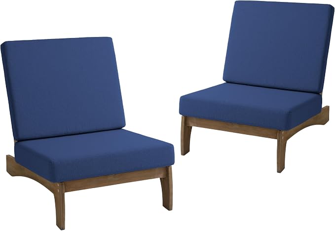 Pia Ricoo Patio Chairs Set of 2, Heavy Duty Wood Patio Furniture Set with Thick Cushions, Bistro Set All-Weather Outdoor Chairs for Balcony, Deck, Poolside, Porch - Navy