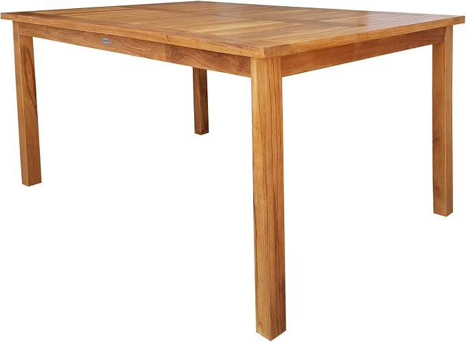 Teak Wood Bistro Rectangular Outdoor Patio Counter Height Dining Table - 63" x 35", Made from Solid A-Grade Teak Wood