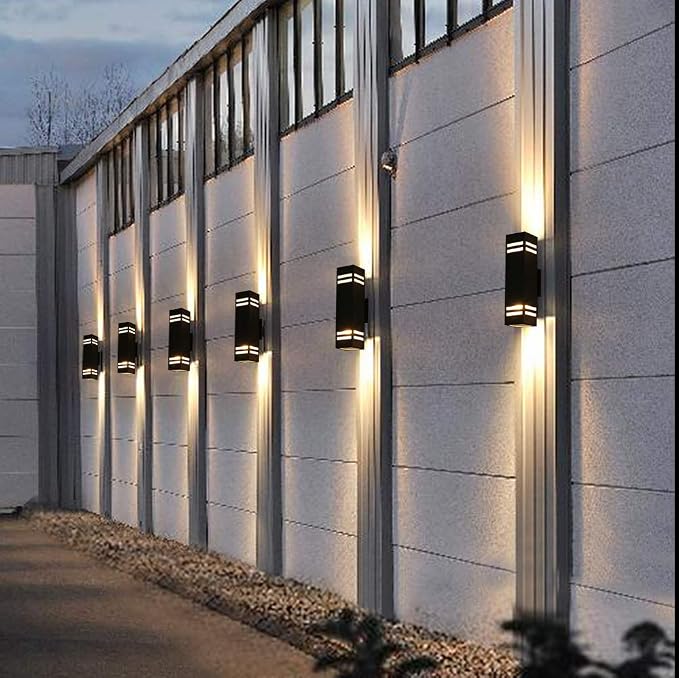 15" Black Modern Outdoor Wall Light with 3-Sided Frosted Glasses | E26 Base,UL listed,Aluminum Up and Down Lights Outdoor Exterior Wall Light Fixture Porch Light for House Garage Patio Garden