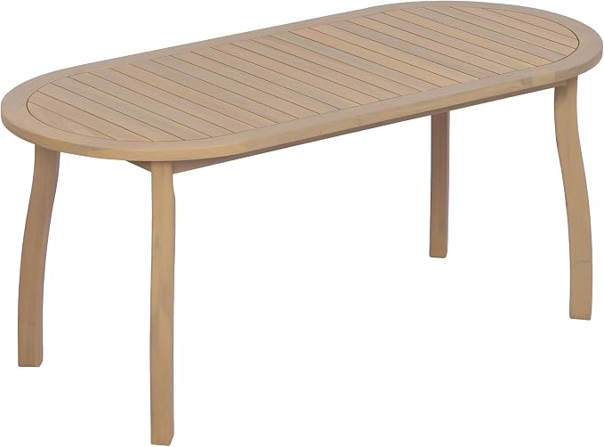 Christopher Knight Home Chuse Acacia Wood Dining Table Set for 6, Solid Wood Outdoor Dining Set for 6, 7 Piece Oval Patio Dining Table and Chair Set with Wicker Seat & Back, Light Brown + Light Teak