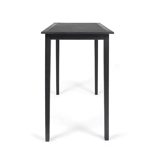 Christopher Knight Home Teresa Outdoor Minimalist Acacia Wood Rectangle Bar Table Dark Gray