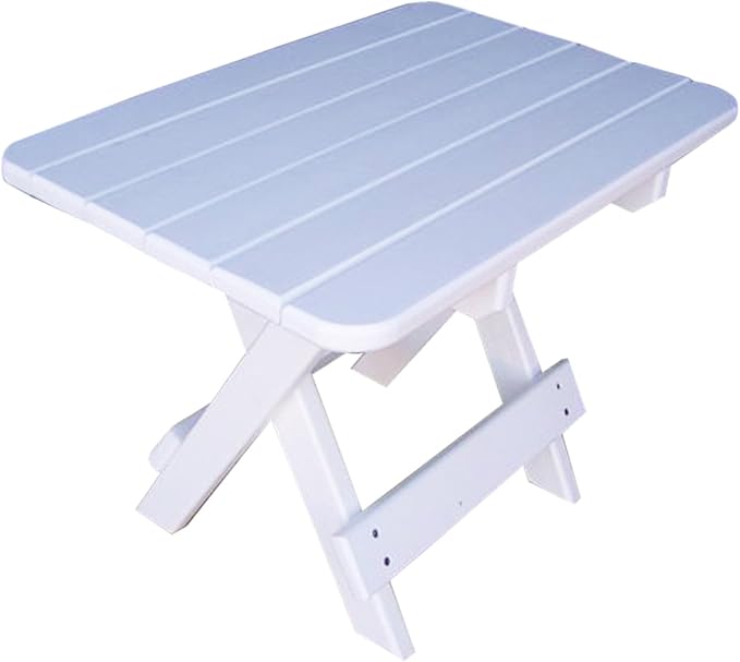 Phat Tommy Folding Outdoor Patio Side Table - Poly Adirondack Side Table - All Weather Side Table for Your Patio, Deck, or Balcony (White)
