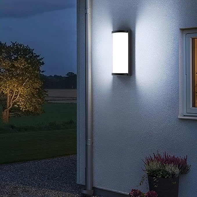 Modern Outdoor Wall Lights,Exterior Wall Sconce Lighting Fixtures,LED Wall Mounted Lamps,Matte Black Porch&Patio Light,IP65 Waterproof for Hallway Stairs Gardens(6000k)