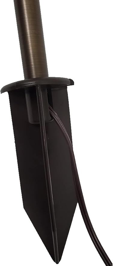 8" Outdoor Light Stake in Black Finish - Support Light Fixture Spikes, Universal Use, Resin Materials, Side Wireway (2 - Large Spike with Wireway)