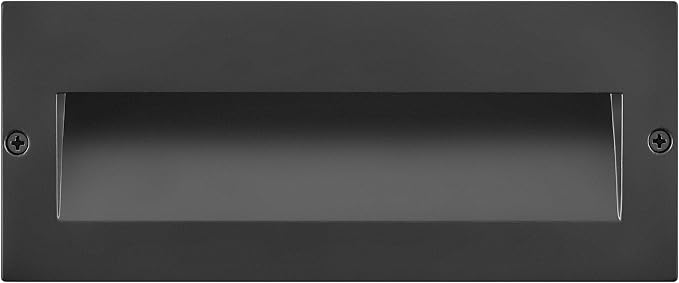 Hinkley Taper 12V Integrated LED Horizontal Step Light, Satin Black Finish | Recess Mount, Deck Light, Low Voltage, Landscape, Etched Glass, ADA, Outdoor, Aluminum, Wiring Kit Included, Easy Install