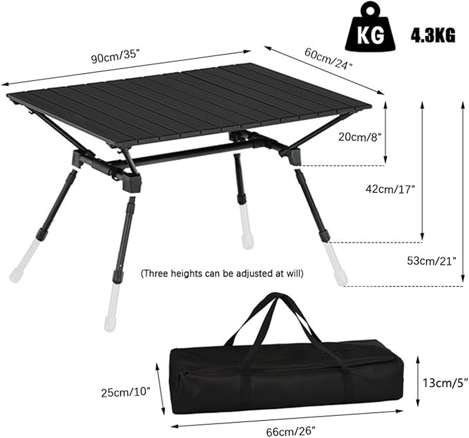Folding Dining Table Aluminum Alloy Portable Durable Barbecue Desk Furniture Computer Bed Lightweight Folding Camping Table Outdoor BBQ (Color : 03)