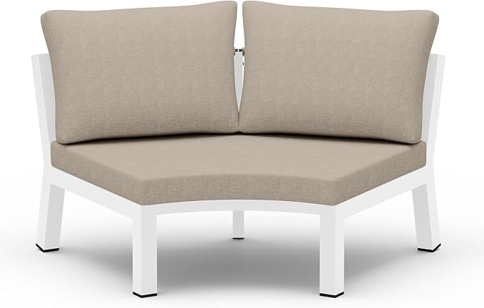Outdoor Patio Sectional Modular Sofa, Aluminum 1 Piece Curved Patio Couch with Washable Cushions, All Weather PE Rope Sofa for Backyard,Porch, Deck, Poolsid, White