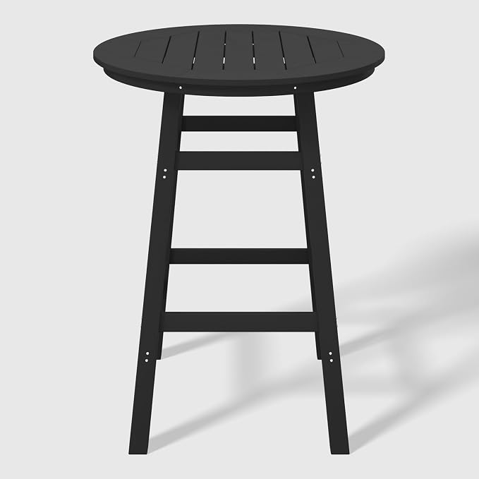 WestinTrends Malibu Outdoor 35" HDPE Round Patio Bar Height Table, Black