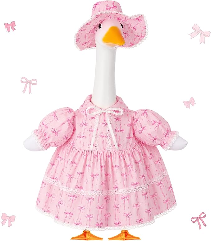FuWeave Fall Porch Goose Outfit for Lawn Decor | Fits 23"/17" Lawn Plastic/Cement Statue Goose Costume Dress for Front Outdoor Courtyard Garden Patio Yard Decoration