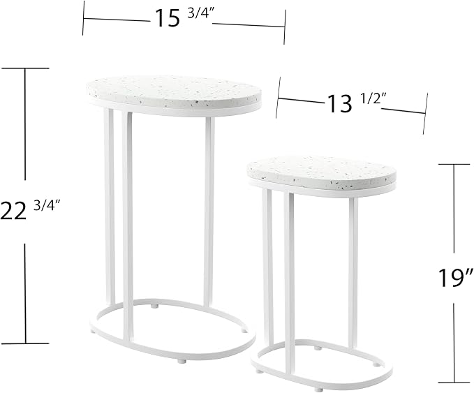Generic Terrazzo Outdoor Nesting Tables – 2pc Set, White
