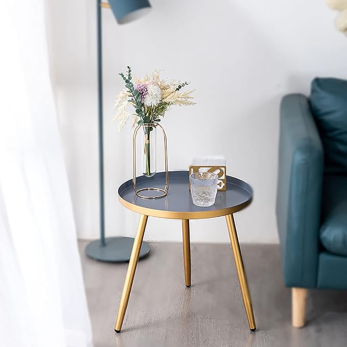 Tray Metal Round Contrasting Color Design End Table Small Side Table Outdoor & Indoor Coffee Table for Bedroom Patio