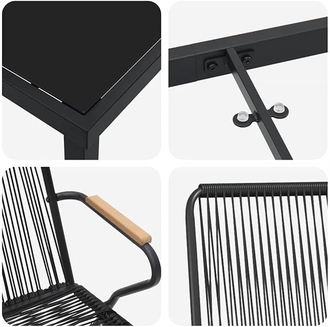 Afuera Living 5 Piece Patio Dining Set, Powder-Coated Steel, Black Finish, Rectangular Table with 4 Seats, UV-Resistant Durable Outdoor Furniture for Garden or Patio Dining