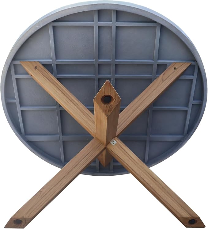 IC INTERNATIONAL CONCEPTS Outdoor Teak Wood Patio Dining Table with Polystone Top - Natural