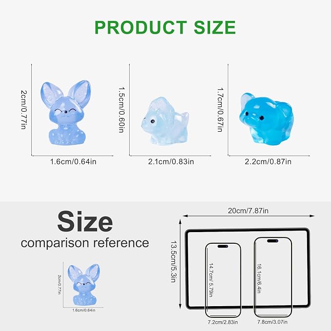 100 Pcs Glow in The Dark Mini Resin Animals - 50 Styles Bulk Tiny Animals Figures for Fairy Garden,Aquarium Decor,Party Favors,DIY Craft Trinkets