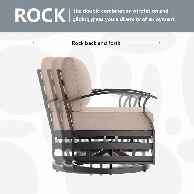 Patio Furniture Set 3-piece Aluminum Armrest Sofa, All-Weather Patio Conversation Set with Tempered Glass Top Table & Removable Sponge Cushions for Backyard Poolside - Sand.