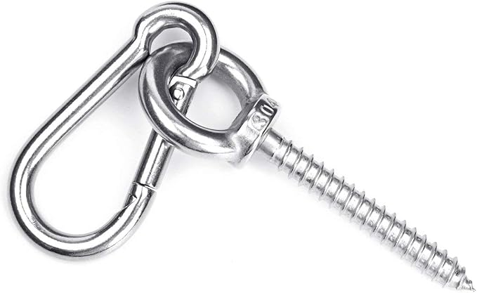 Hammock Hanging Kit, Load Capacity 1400 LBS, Stainless Steel Hooks Heavy Duty Carabiner Set for Hammock Yoga Swing Chair Hook for Indoor, Outdoor, Wall, Trees, Porch