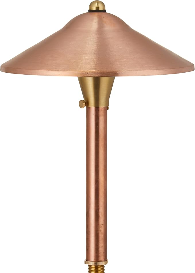 VOLT Max Spread 12V Solid Copper Mini Path Light (15"" Tall, 9"" Shade) | 8-Foot Diameter Area of Illumination, Lamp Ready, Low Voltage, Ideal for Outdoor Pathway Walkway Garden Driveway or Patio