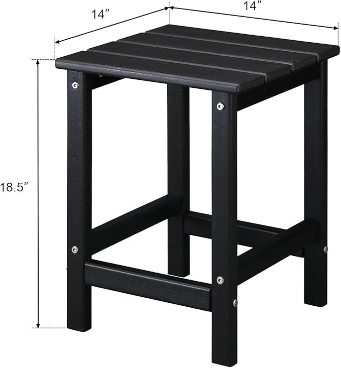 Generic Adirondack Outdoor Side Table, 2-Tier Patio End Table, Small HDPE End Table For Outdoor, Patio, Indoor, Garden, Porch, Balcony, Black