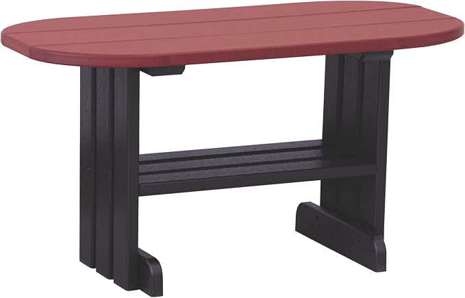 LuxCraft Poly Outdoor Coffee Table, Oval Patio Table with Shelf, Weather Resistant Low Tables for Adirondack Chairs & Outdoor Seating - Amish Made in USA (Cherrywood & Black)
