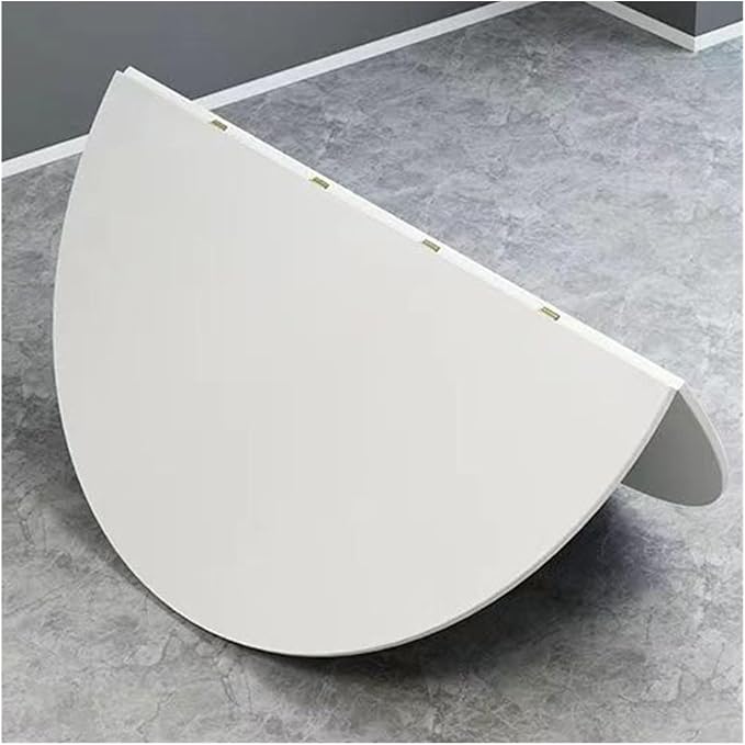 Round Folding Dining Table 24-71 Inch, Half-Fold Wooden Kitchen & Patio Table with Metal Hardware, Space-Saving Home Storage, Milk Color 80cm/31.5in