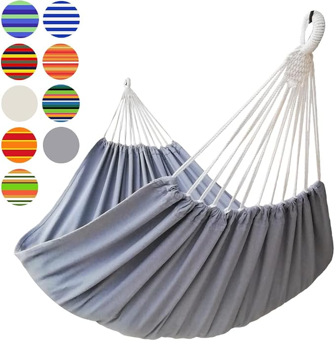 GOCAN Large Outdoor Hammock, Extra Long 2 Person Replacement Cotton Canvas Hammock Compatible with Hammock Stand, 500 Lbs Weight Capacity（Grey）