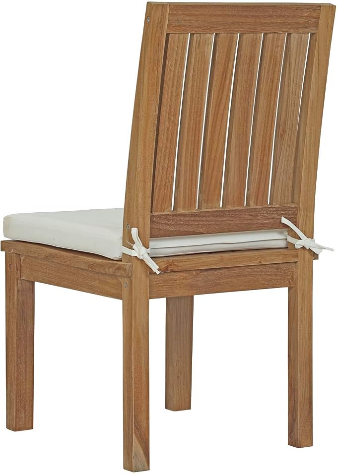 Modway Marina Premium Grade A Teak Wood 7 Piece Patio Teak Outdoor Dining Set in Natural White