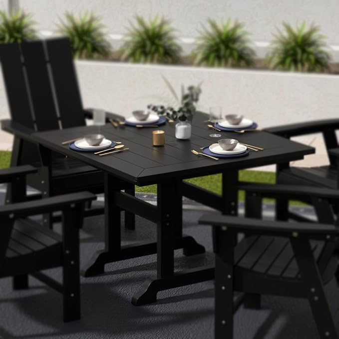 HDPE Laguna 43" Square Dining Table,Black