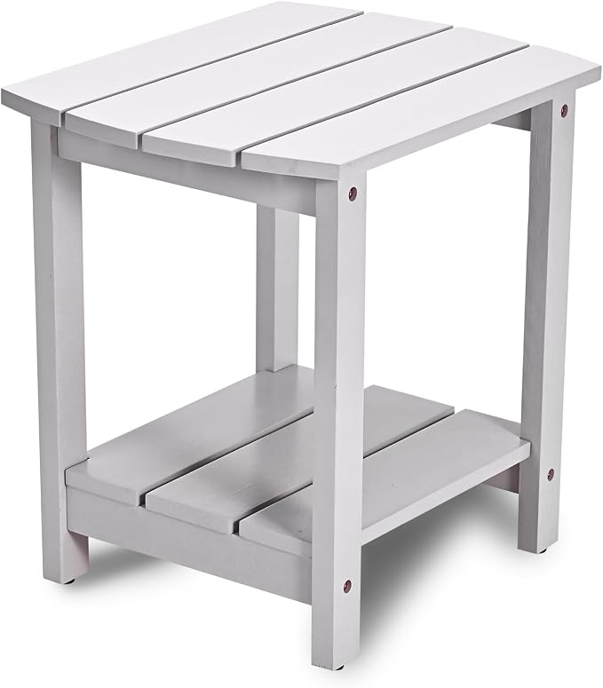 Outdoor Side Table, 2-Tier Small Outdoor Table for Patio, Adirondack Side Tables for Outside or Indoor (Concrete Grey, 18 * 14 * 18.5)
