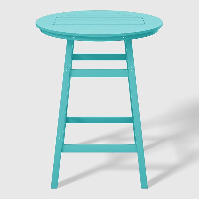 WestinTrends Malibu Outdoor 35" HDPE Round Patio Bar Height Table, Turquoise