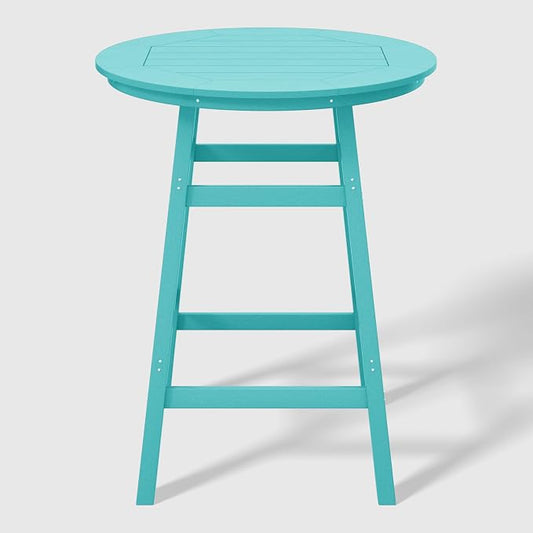 WestinTrends Malibu Outdoor 35" HDPE Round Patio Bar Height Table, Turquoise