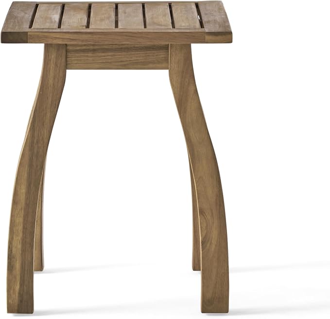 Christopher Knight Home Selma Acacia Wood Outdoor Side Table, Decorative Rectangular Small Accent Table, Weather Resistant Patio End Table for Balcony Beach Pool Side, Slatted Design, Natural Stained