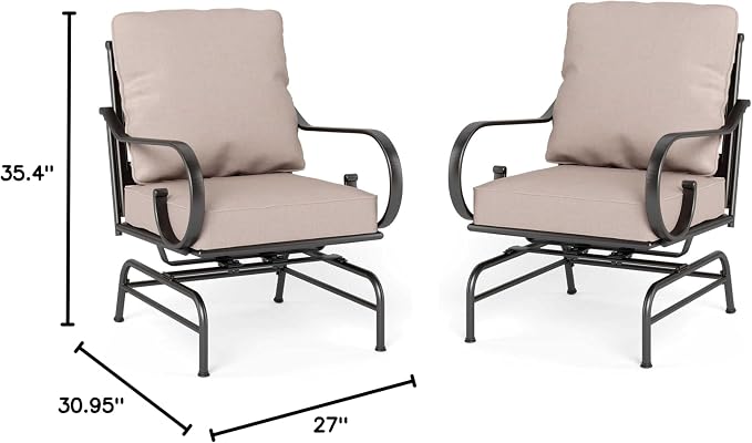 Sophia & William Extra Large & High Back Patio Furniture Set Metal Modern Outdoor Conversation Sets with Motion Chairs