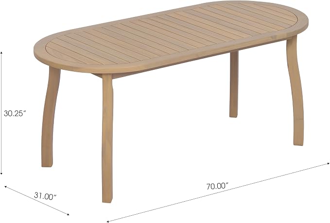 Christopher Knight Home Chuse Acacia Wood Dining Table Set for 6, Solid Wood Outdoor Dining Set for 6, 7 Piece Oval Patio Dining Table and Chair Set with Wicker Seat & Back, Light Brown + Light Teak