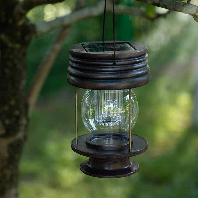 Solar Lanterns Outdoor Patio Decor, 1 Pack Large Hanging Solar Lights Waterproof, 30LM Bright Retro Decorative Table Lamps with Warm Glow for Porch, Yard, Garden, Pathway & Backyard Decoration