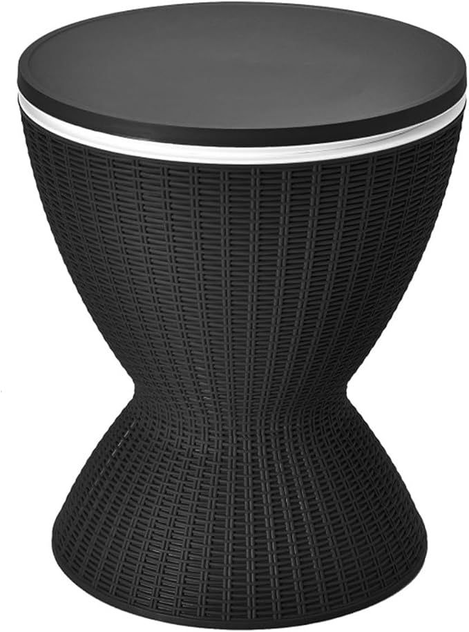 Black Side Table Outdoor Ice Cooler Side Table, 8 Gallon 2-Height Adjustable Portable Beverage Cooler, All-Weather Patio and Beach Party Drink Table, Patio Furniture Cooler Tables for Backyard Parties
