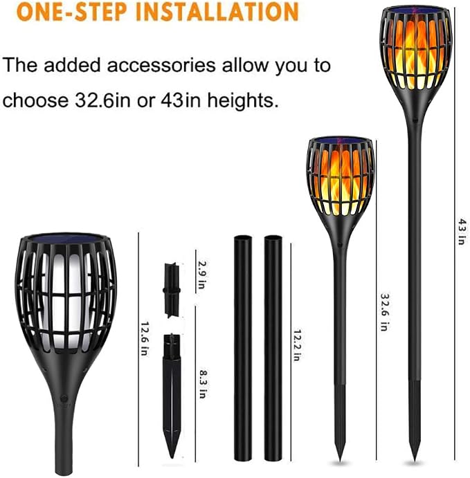 Solar Lights Outdoor 43" Flickering Flame Solar Torch Lights | 99 LED Higher & Larger Solar Flame Lights for Halloween Decor, Waterproof Solar Garden Lights for Garden Patio Pathway Yard