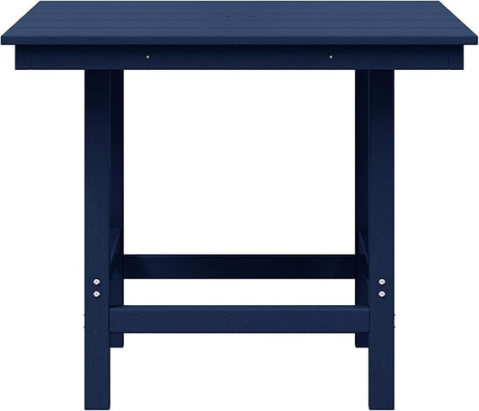 WestinTrends Ashore Outdoor HDPE 36" Square Patio Dining Table with Umbrella Hole, Navy Blue